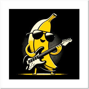 Banana Guitar Rock Music Concert Band Novelty Funny Banana Posters and Art